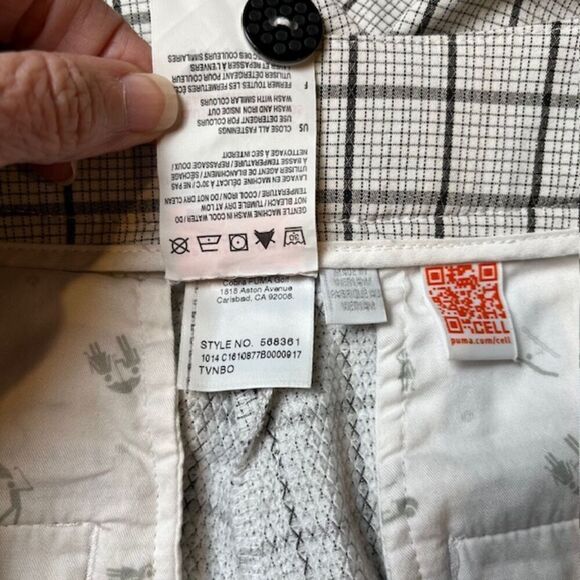 Puma Women's Golf Tech Bermuda Shorts Window Pane Plaid Black White Size 8 - Picture 12 of 13